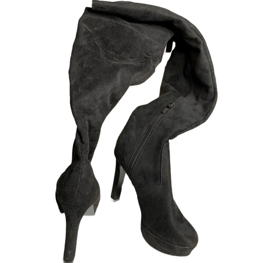 Nine West black over the knee sued boots. Size 6